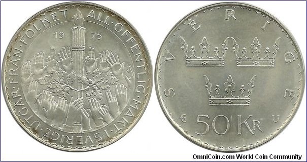 Sweden 50 Kronor 1975 - King Carl XVI. Gustaf (1973-Present)
Constitutional Reform