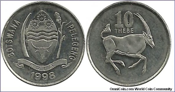 Botswana 10 Thebe 1998