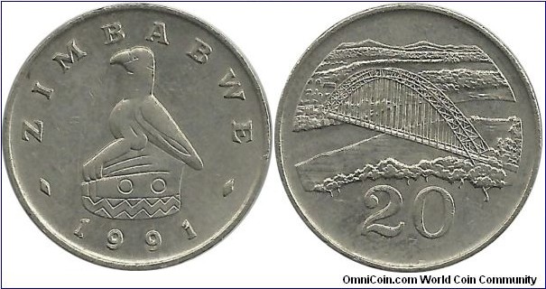 Zimbabwe 20 Cents 1991