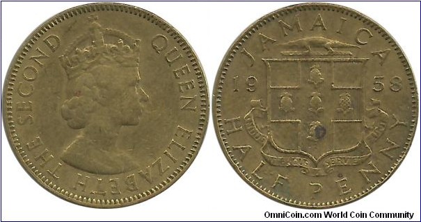 Jamaika half penny 1958