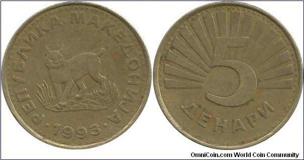 Macedonia 5 Denari 1993