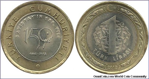 Turkey 1 Lira 2012 - 150th Year of SAYISTAY
