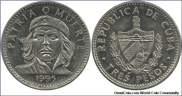 Cuba 3 Pesos 1995 (ErnestoCheGuevara)