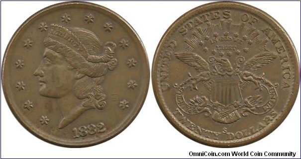USA 20 Dollars 1882S (Bronze mint)