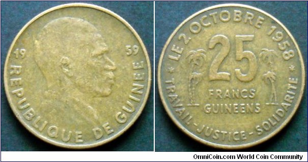 Guinea 25 francs.
1959