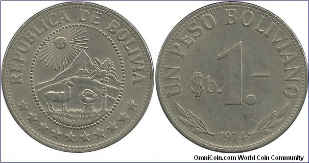 Bolivia 1 Peso Boliviano 1974