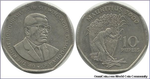 Mauritius 10 Rupees 2000