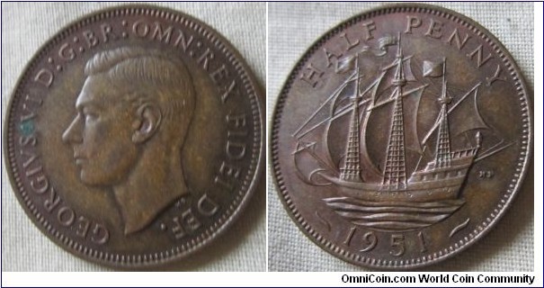 1951 halfpenny EF