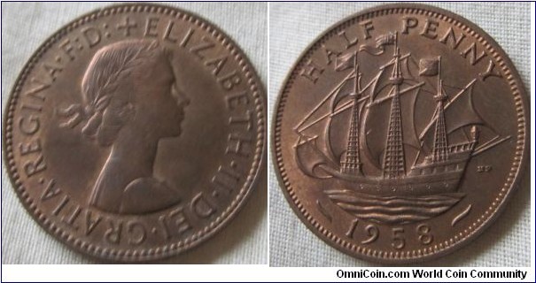 1958 halfpenny EF