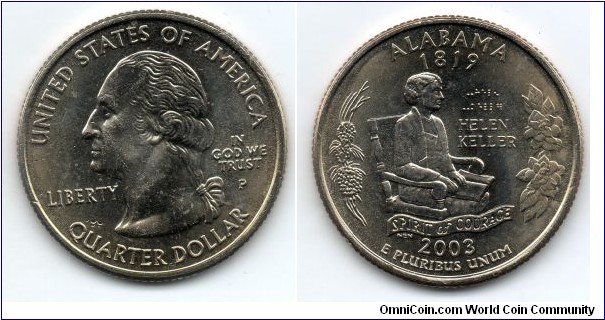Alabama State Quarter. From Collectors Alliance Commemorative Quarters Set. Philadelphia Mint