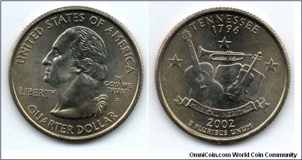 Tennessee State Quarter. From Collectors Alliance Commemorative Quarters Set. Philadelphia Mint