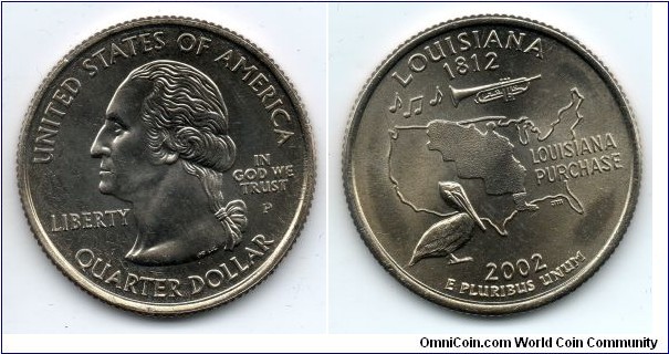 Louisiana State Quarter. From Collectors Alliance Commemorative Quarters Set. Philadelphia Mint