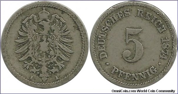 Germany 5 Pfennig 1874A