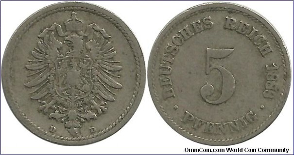 Germany 5 Pfennig 1888D