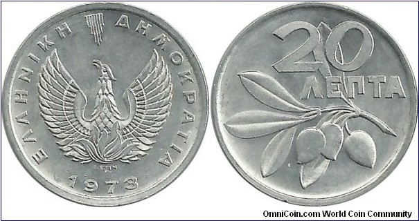 Greece 20 Lepta 1973