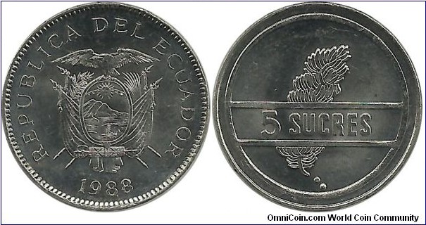 Ecuador 5 Sucres 1988