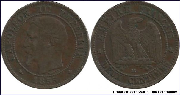 France 2 Centimes 1855BB