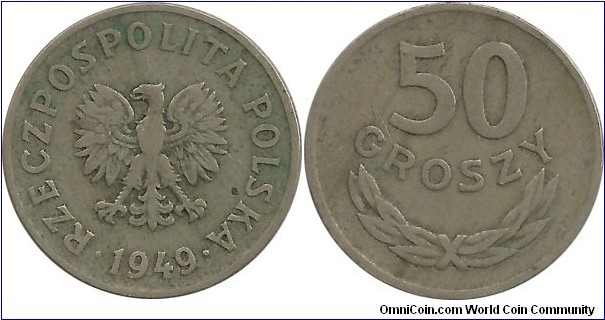 Poland 50 Groszy 1949 CuNi