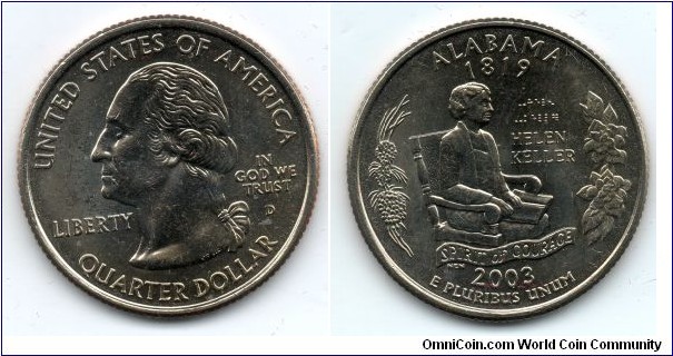 Alabama State Quarter. From Collectors Alliance Commemorative Quarters Set. Denver Mint