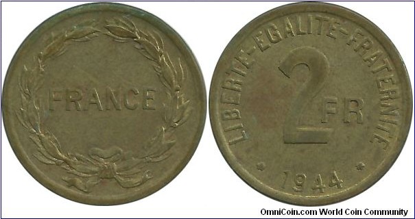 France 2 Francs 1944
