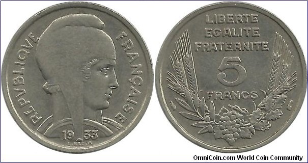 France 5 Francs 1933