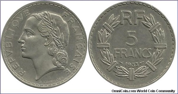 France 5 Francs 1933