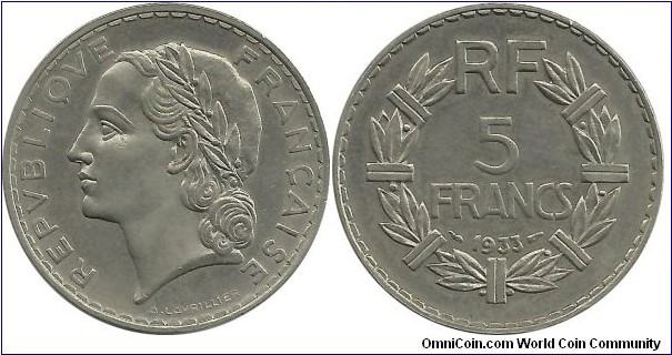 France 5 Francs 1933