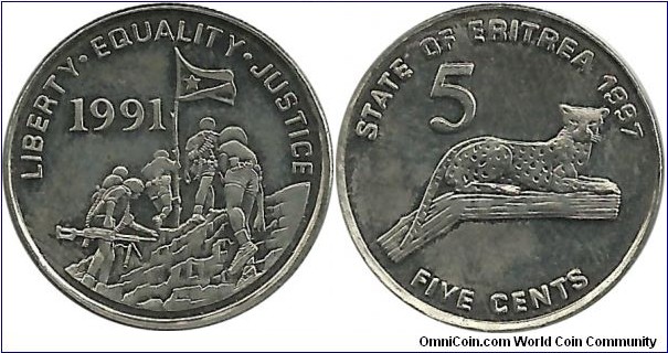 State of Eritrea 5 Cents 1991