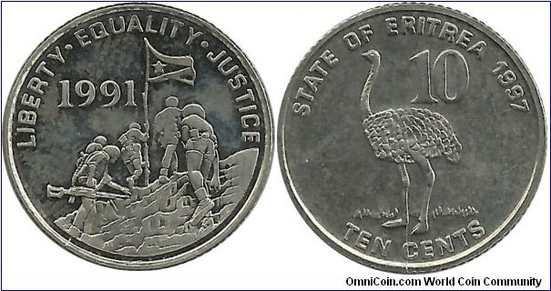State of Eritrea 10 Cents 1991