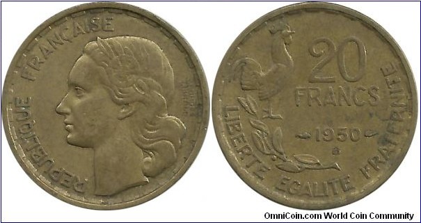 France 20 Francs 1950B-GeorgesGiraud-3Plumes