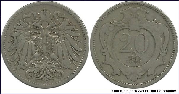 Aust-HunEmp 20 Heller 1894-Austria