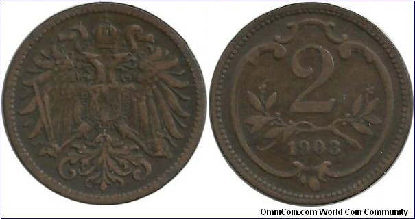 Aust-HunEmp 2 Heller 1903-Austria