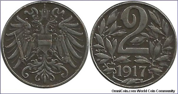 Aust-HunEmp 2 Heller 1917(Fe)-Austria