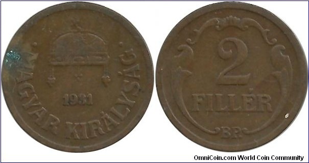 Hungary-Kingdom 2 Filler 1931