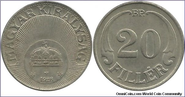 Hungary-Kingdom 20 Filler 1926