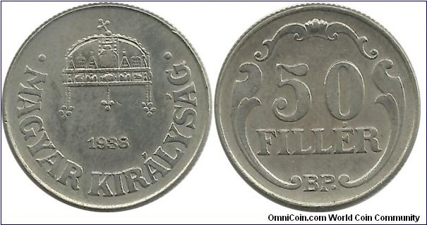 Hungary-Kingdom 50 Filler 1938