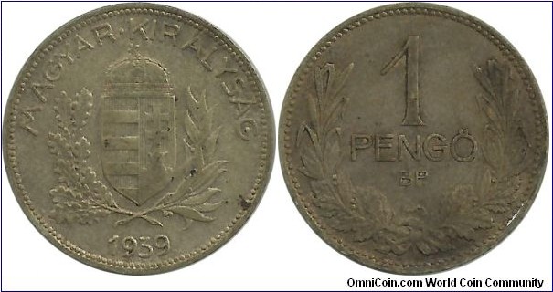 Hungary-Kingdom 1 Pengö 1939