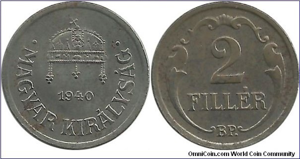Hungary-Kingdom 2 Filler 1940(Fe)