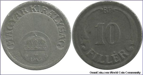 Hungary-Kingdom 10 Filler 1942(Fe)