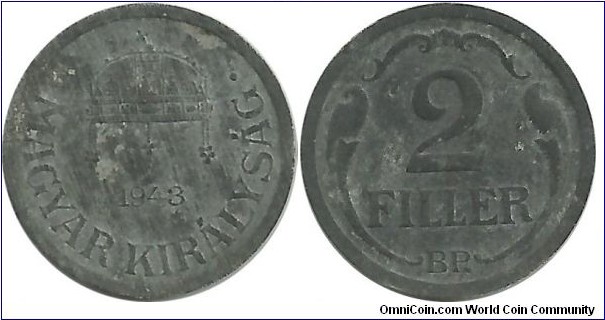 Hungary-Kingdom 2 Filler 1943(Zn)