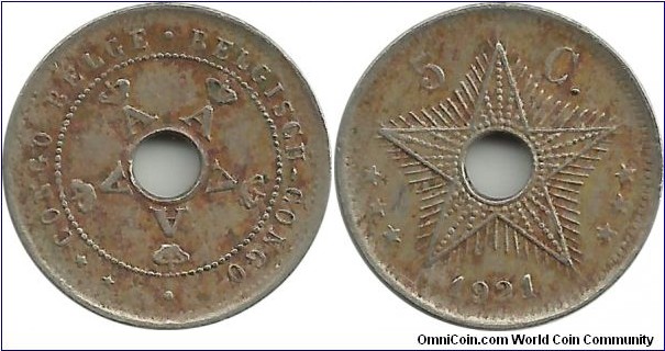 BelgianCongo 5 Centimes 1921