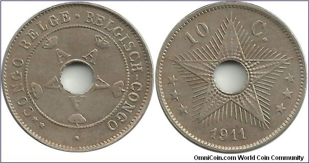 BelgianCongo 10 Centimes 1911
