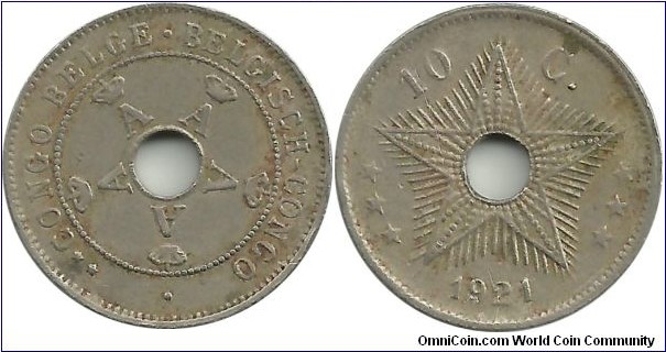 BelgianCongo 10 Centimes 1921