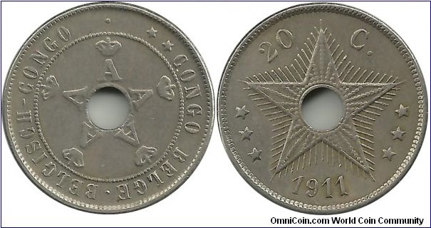 BelgianCongo 20 Centimes 1911