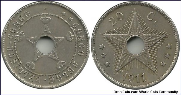 BelgianCongo 20 Centimes 1911