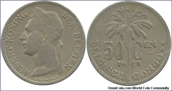 BelgianCongo 50 Centimen 1928