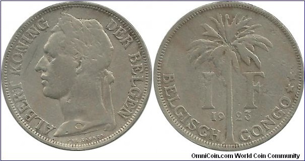 BelgianCongo 1 Frank 1923