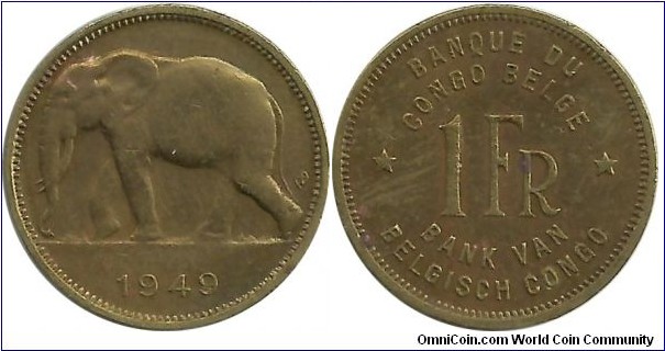BelgianCongo 1 Franc 1949
