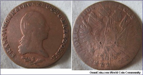 1800 6 krauzer, reverse more worn then obverse