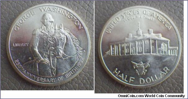 Half Dollar. Commemorative. George Washington, 250th Anniversary